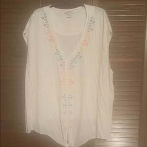 Ariat Cream Blouse with Colorful Embroidery